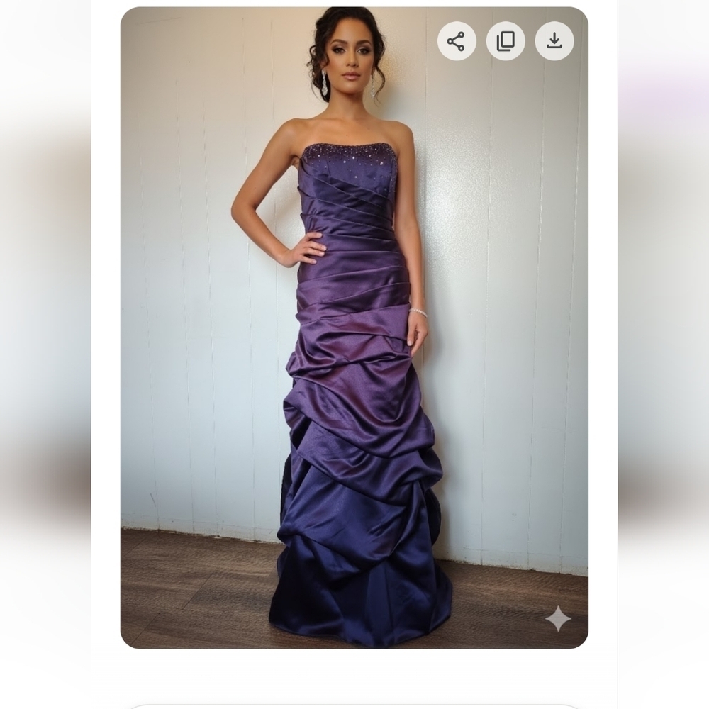 David's Bridal Strapless Dark Purple Dress Size 14